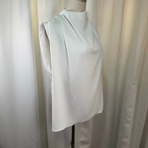 NWT Zara Pleated Shoulder Draped Cowl Neck Sleeveless Blouse in White Size XL - Picture 16 of 16